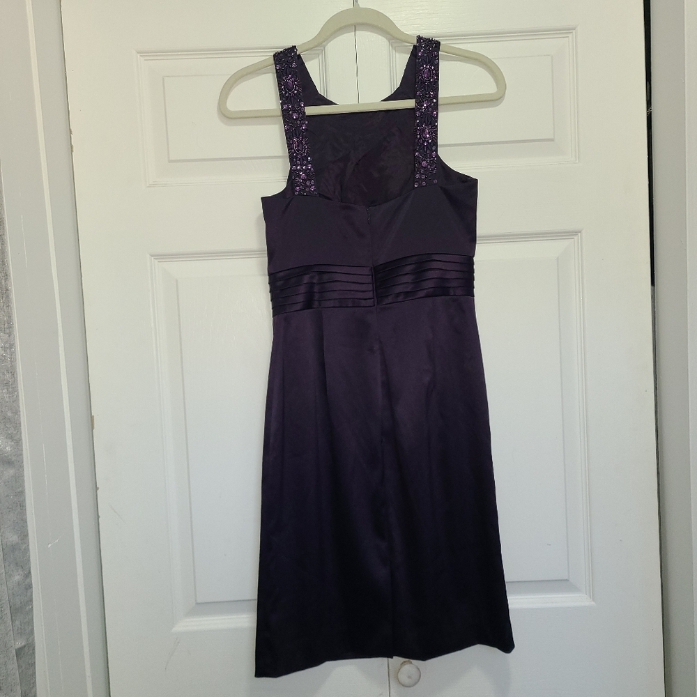 Antonio Melani Stunning Beaded Semi Formal Dress SIZE 2 deep purple TUXEDO WAIST - Picture 5 of 16